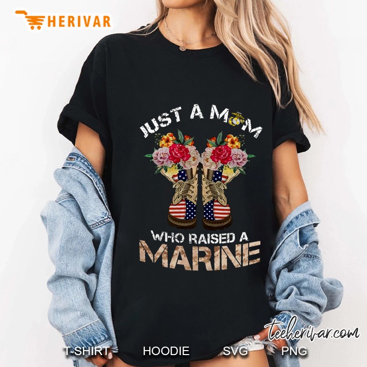 Just A Mom Who Raised A Marine Floral Version 2 Hoodie