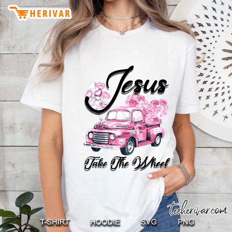 Jesus Take The Wheel Pink Flower Car Hoodie