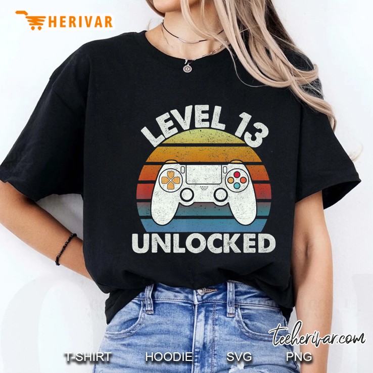 13Th Birthday Level 13 Unlocked Retro Gaming For Boys Girls Hoodie