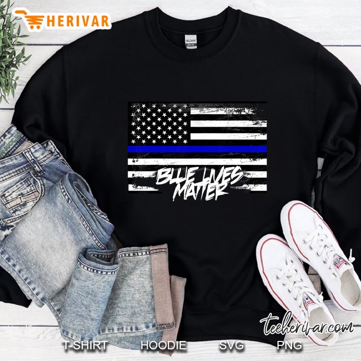 Blue Lives Matter With American Flag Thin Blue Line Mugs