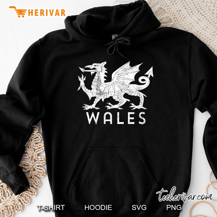 Distressed Rugby Welsh Tshirt Cymru Flag Of Wales Hoodie