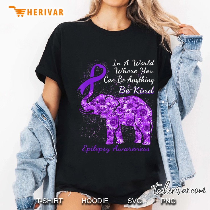 Epilepsy Awareness Sunflower Elephant Be Kind Ladies Tee