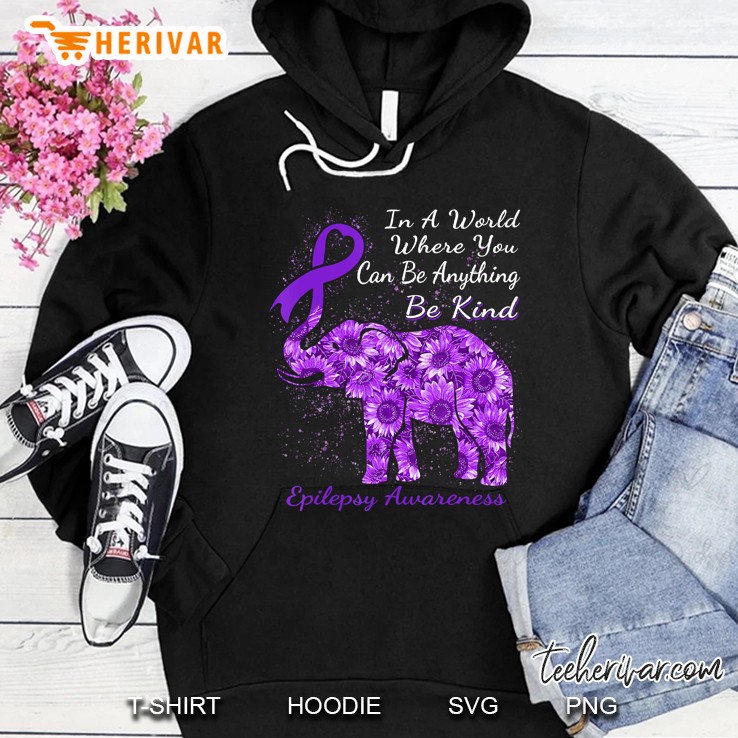 Epilepsy Awareness Sunflower Elephant Be Kind Hoodie
