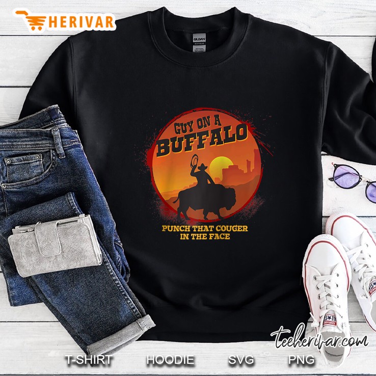 Guy On A Buffalo Sunset ~ Possum Possee Funny Raglan Baseball Sweatshirt