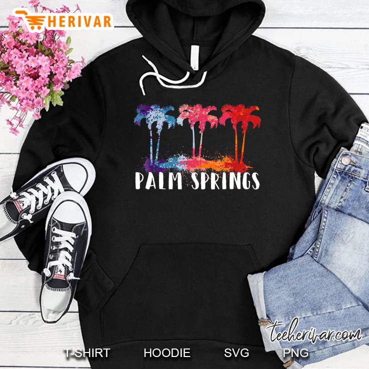 Palm Springs California Tropical Paint Splatter Hoodie