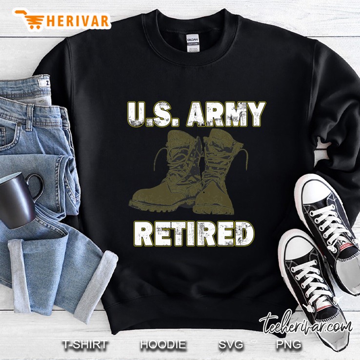 Us Army Retired Distressed With Logo Short Sleeve Sweatshirt