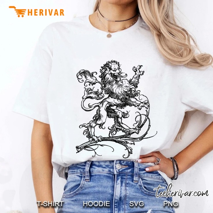 Medieval Renaissance Style Heraldry Rampant Lion Ladies Tee