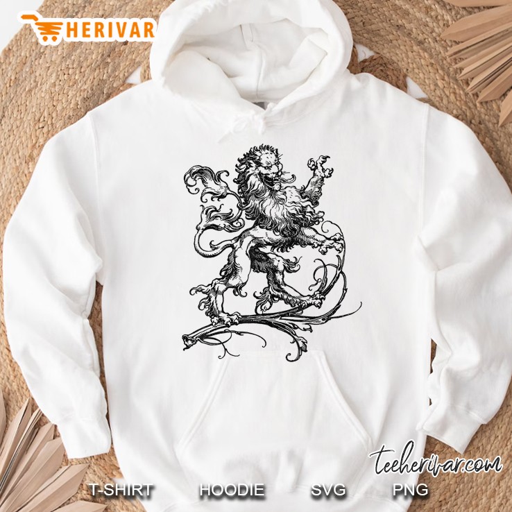 Medieval Renaissance Style Heraldry Rampant Lion Hoodie