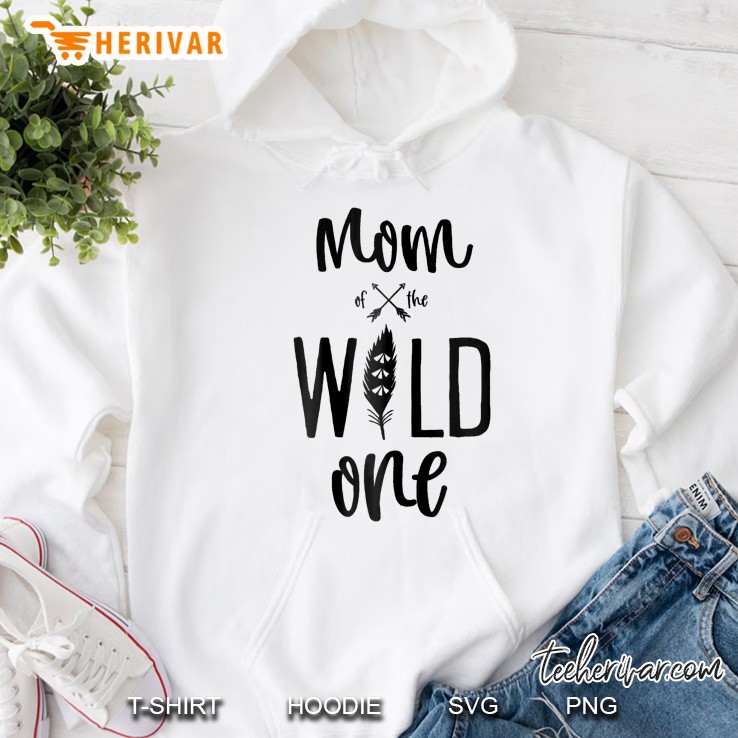 Womens Mom Of The Wild One Shirt Boho Feather 1St Birthday Family Hoodie