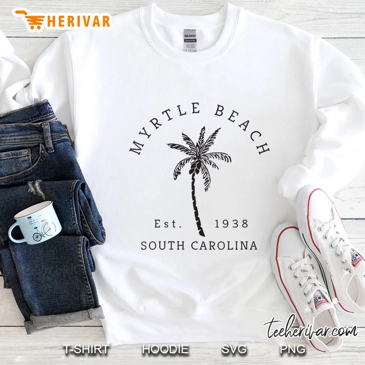 Womens Retro Cool Original Myrtle Beach Sc Palm Tree Sweatshirt