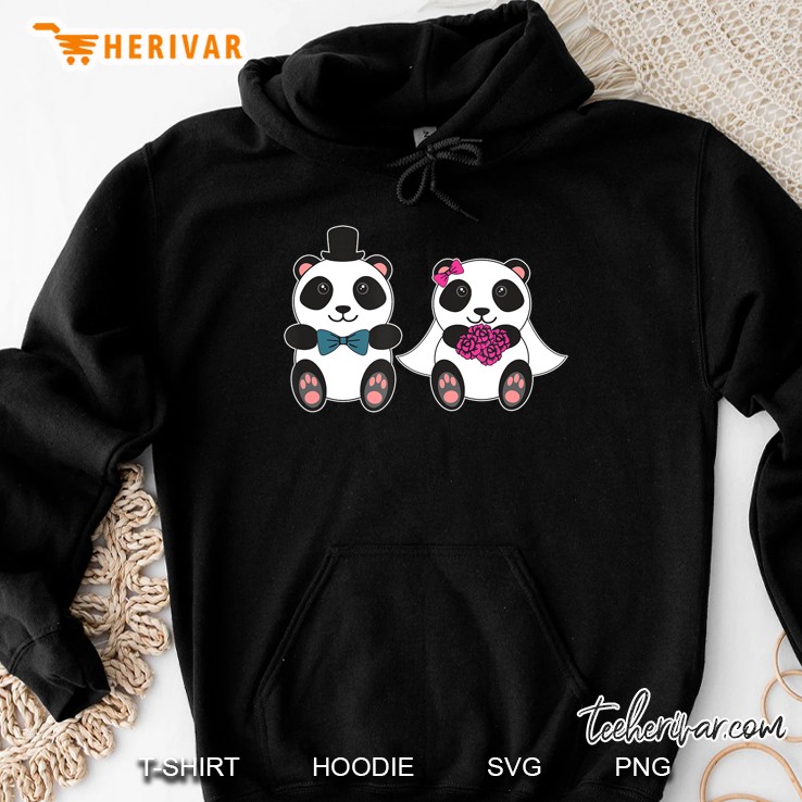 Bride And Groom Panda Bear Wedding Shirt Matching Couple Hoodie