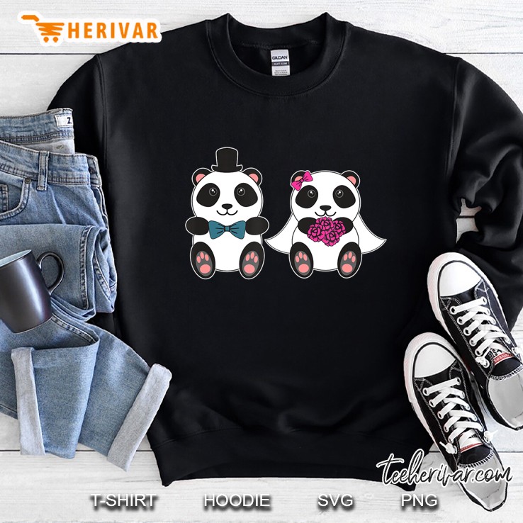 Bride And Groom Panda Bear Wedding Shirt Matching Couple Sweatshirt
