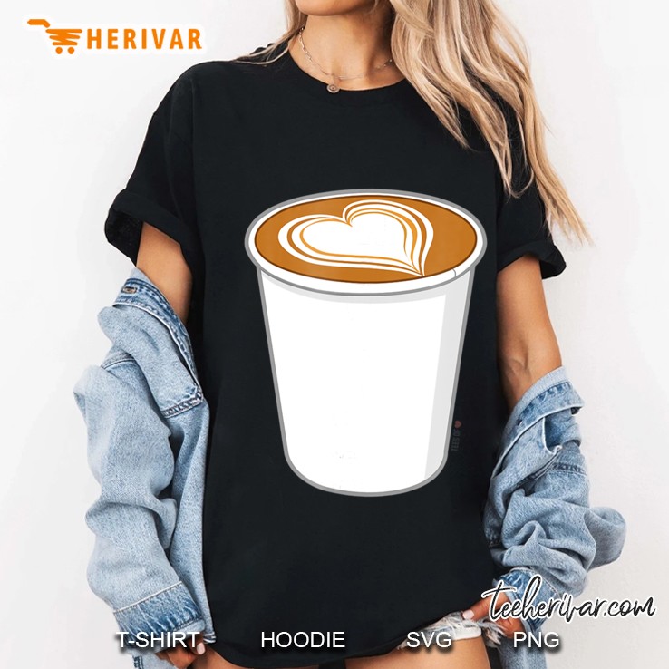 Coffee Love Heart Coffee Cup Art For Caffeine Lovers Ladies Tee