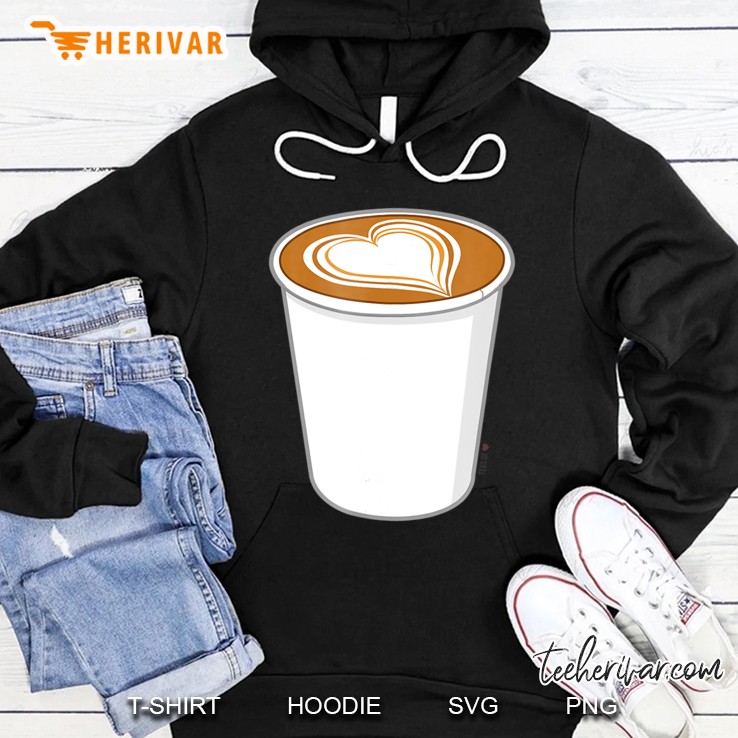 Coffee Love Heart Coffee Cup Art For Caffeine Lovers Hoodie