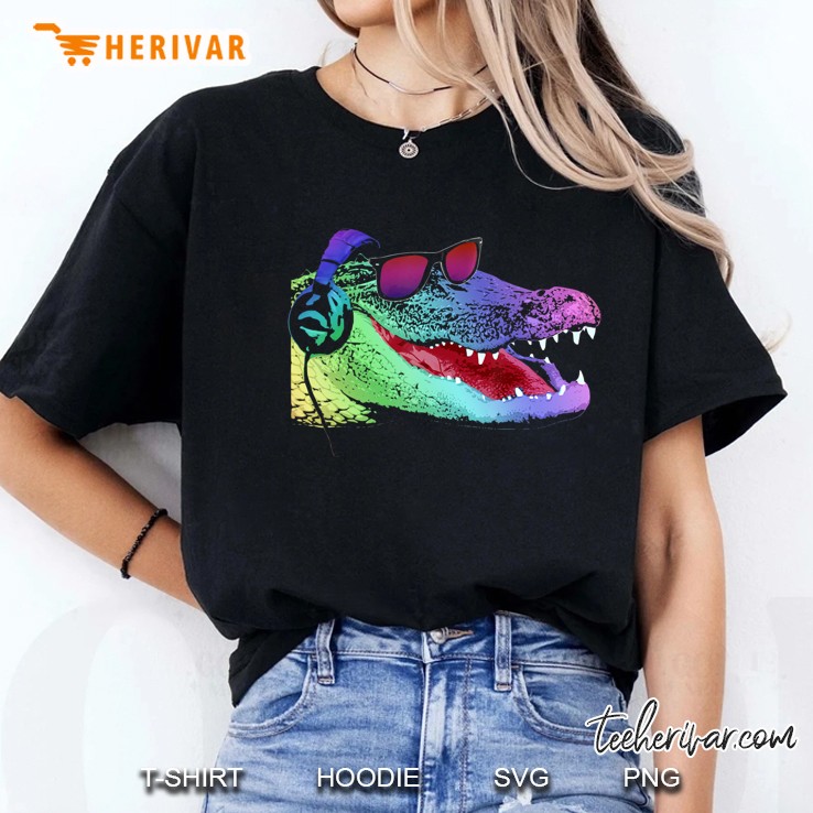 Cool Alligator With Headphones And Sunglasses Hoodie