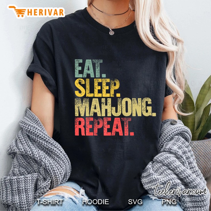 Eat Sleep Repeat Gif Eat Sleep Mahjong Repeat Ladies Tee