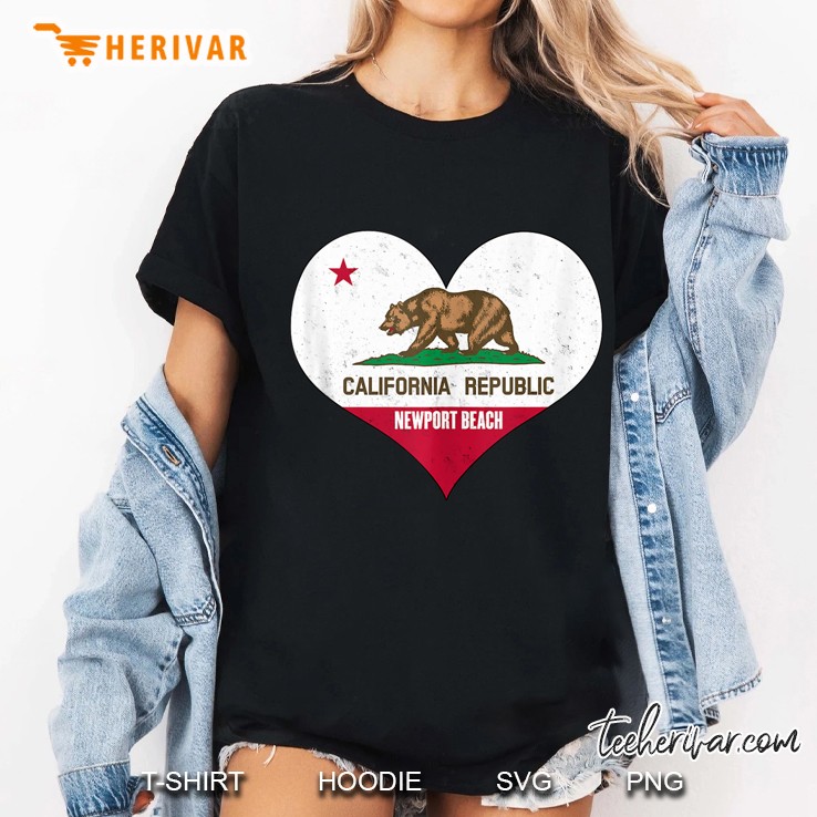 I Love Newport Beach, California - Ca Republic Flag Heart Tank Top Hoodie