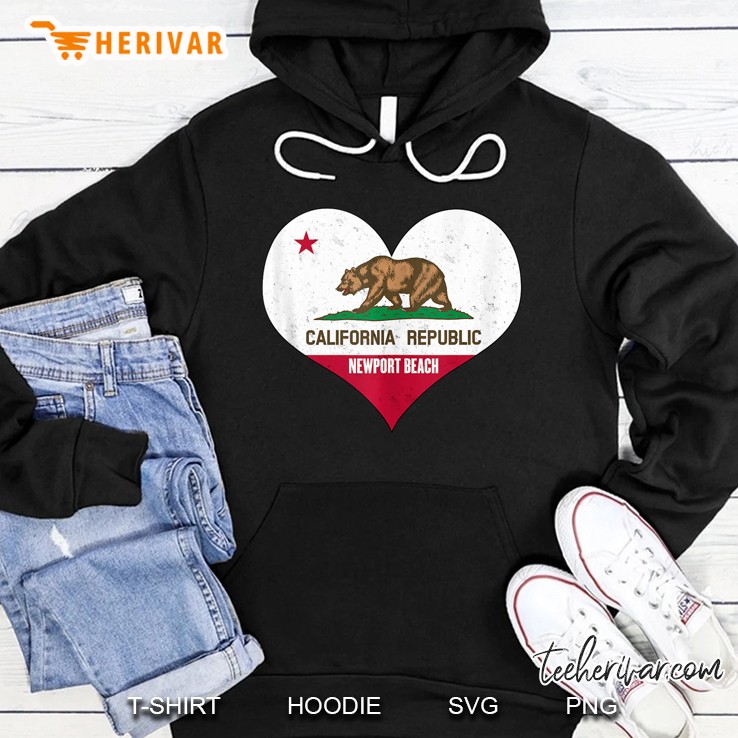 I Love Newport Beach, California - Ca Republic Flag Heart Tank Top Mugs