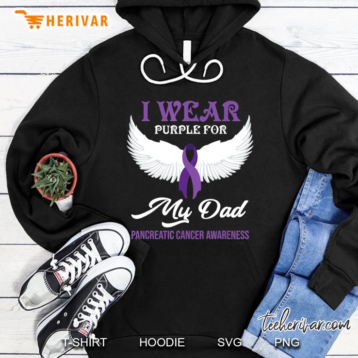 I Wear Purple For My Dad Gift Pancreatic Cancer Awareness Hoodie