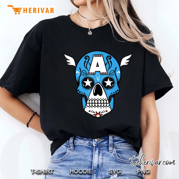 Marvel Avengers Captain America Sugar Skull Graphic Ladies Tee