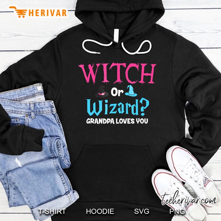 Mens Witch Or Wizard Grandpa Loves You Baby Gender Hoodie