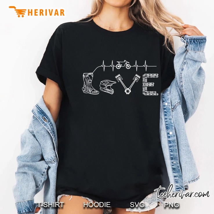 Motocross Heartbea Gift Dirtbike Biker Bike Love Hoodie