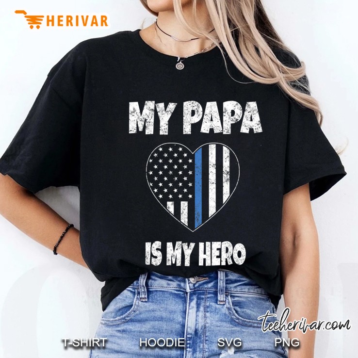 My Papa Is My Hero Police Grandson Granddaughter Hoodie