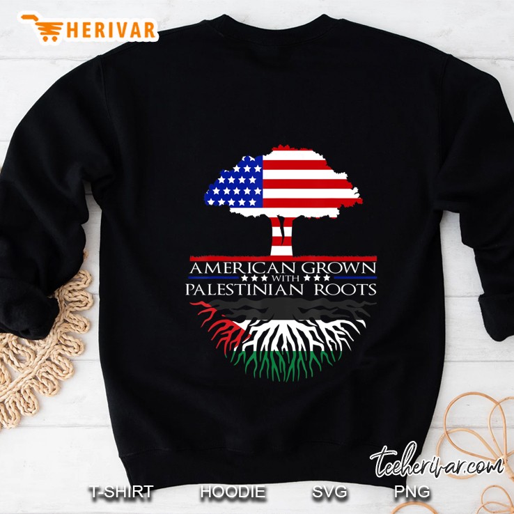 Palestinian Roots American Grown Tree Flag Usa Palestine Sweatshirt