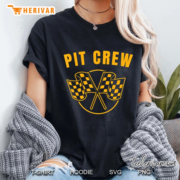 Pit Crew Racing Car Racetrack Checkered Flag Tee Ladies Tee