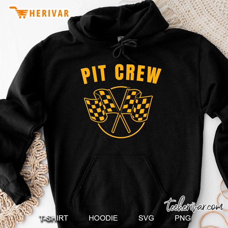 Pit Crew Racing Car Racetrack Checkered Flag Tee Hoodie