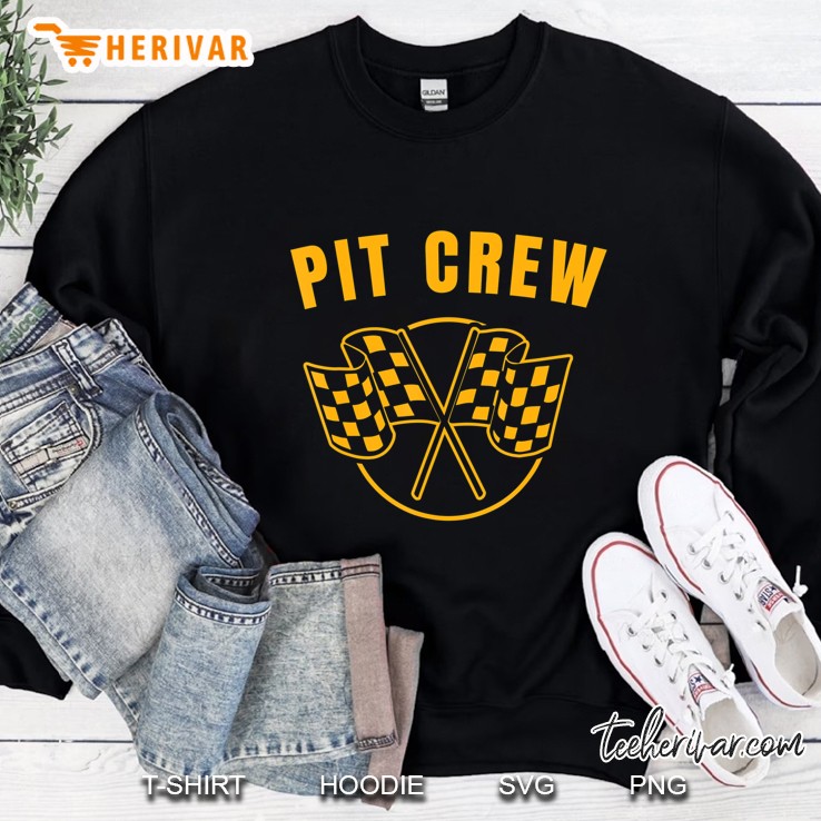 Pit Crew Racing Car Racetrack Checkered Flag Tee Sweatshirt