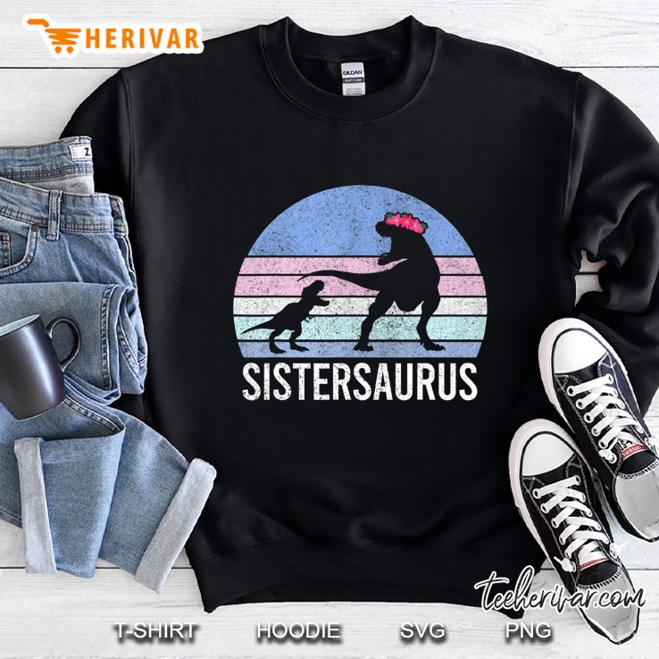 Sister Sis Santa Gift Christmas Xmas Dinosaur 2 Men Women Sweatshirt