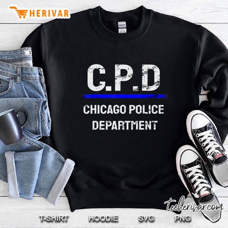 Thin Blue Line C.P.D Chicago Police Department Tshirt Mugs