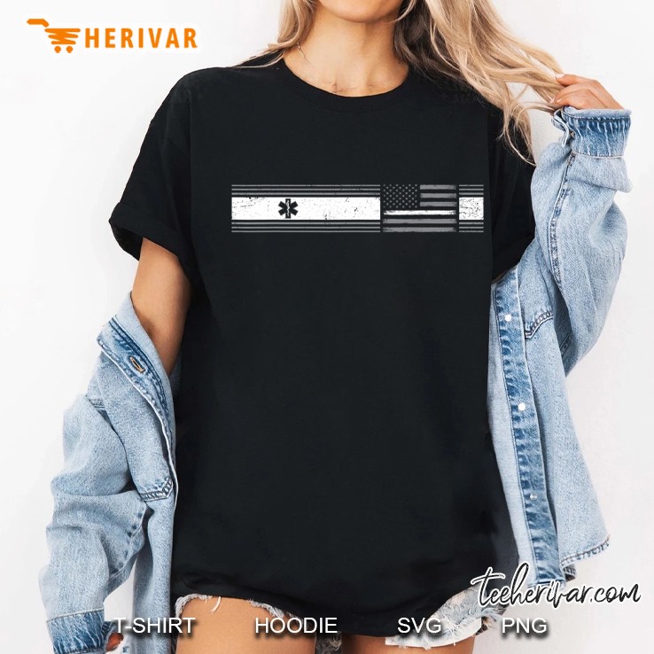 Thin White Line Usa American Flag - Ems Emt Paramedic Gift Ladies Tee