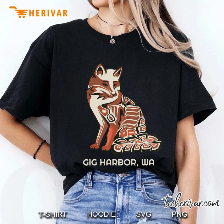 Tribal Fox Gig Harbor Washington Native American Haida Ladies Tee