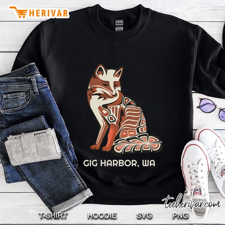 Tribal Fox Gig Harbor Washington Native American Haida Sweatshirt