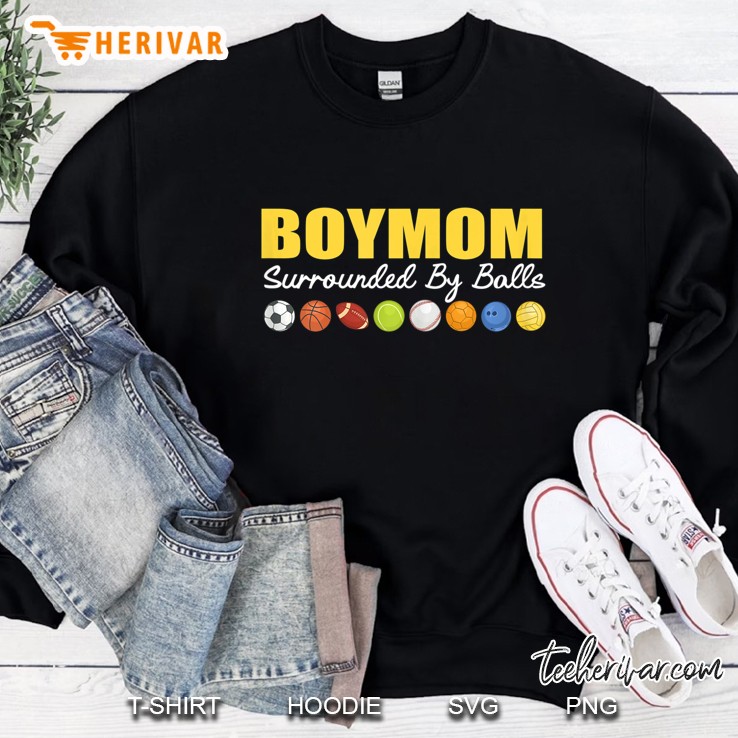 Womens Boy Mom Surrounded By Balls Family Funny Gift Tshirt Mugs