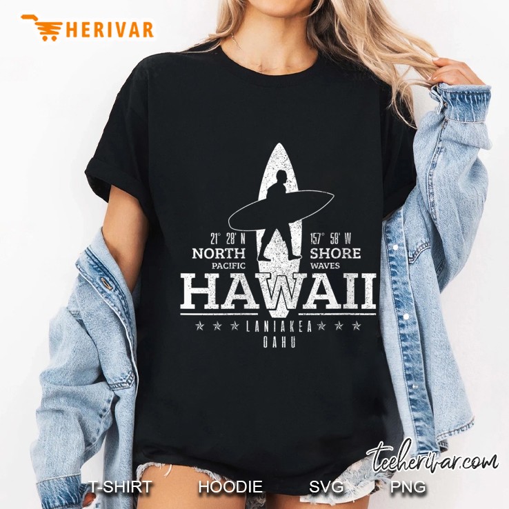 Womens Hawaii Surfing Uaho Beach North Shore Surf Surfer Gift V-Neck Hoodie