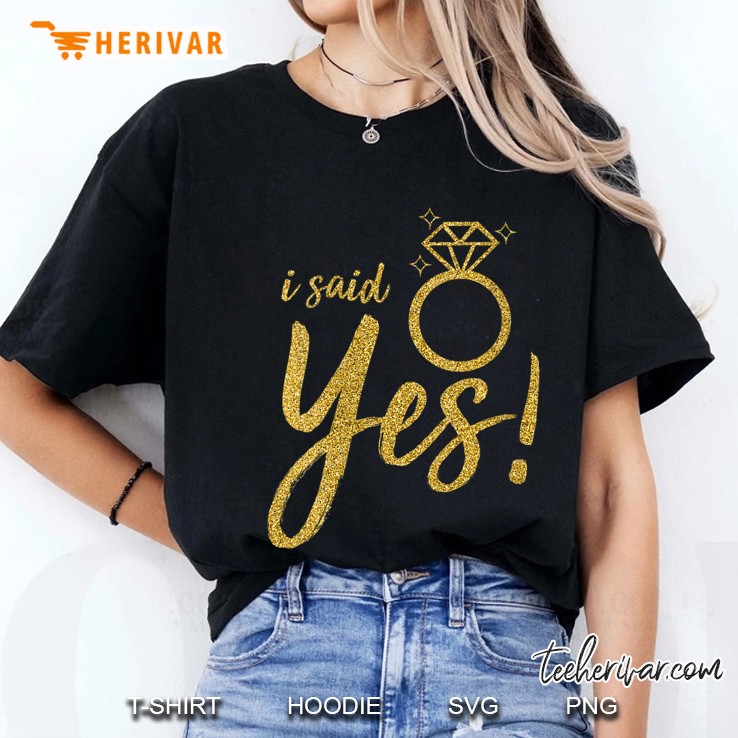 Womens I Said Yes Art Diamond Ring Bride Art For Women V-Neck Hoodie