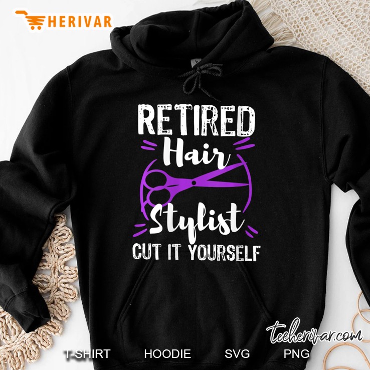Womens Retired Hair Stylist Hairdresser Retirement Party Funny Gift V-Neck Hoodie