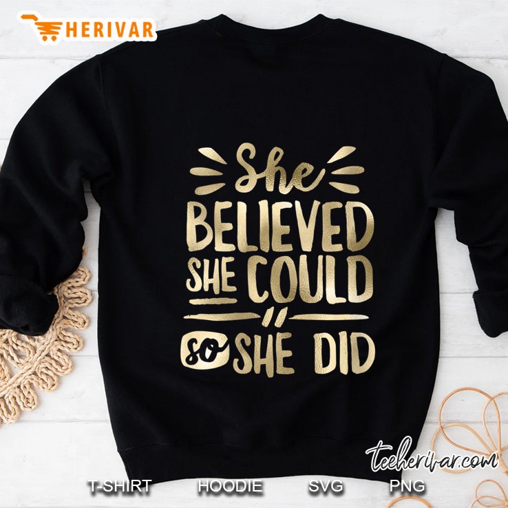 Womens She Believed She Could So She Did Doodle V-Neck Sweatshirt