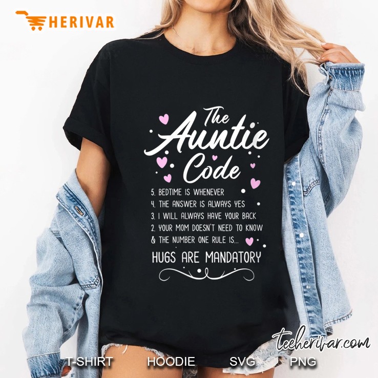 Womens The Auntie Code - Best Aunt Sister Niece Nephew Funny Gift V-Neck Ladies Tee