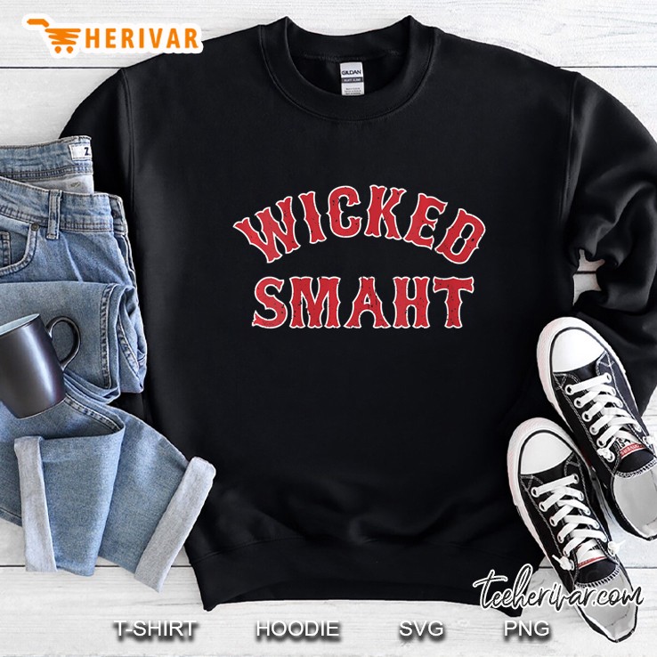 Womens Vintage Boston Baseball Massachusetts Wicked Smaht Funny V-Neck Sweatshirt