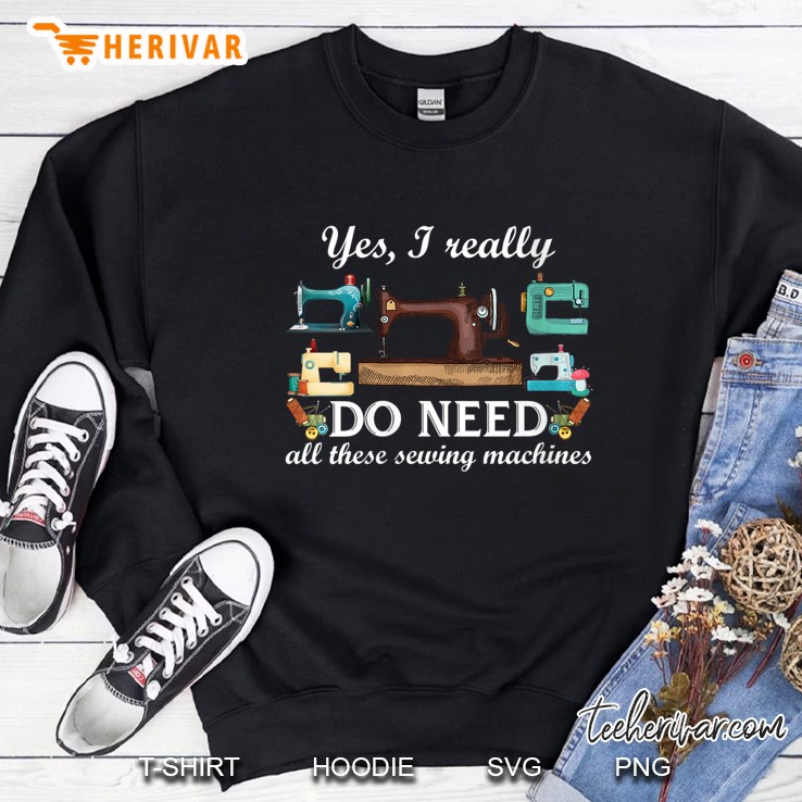 Womens Yes I Really Do Need All These Sewing Machines Funny V-Neck Mugs