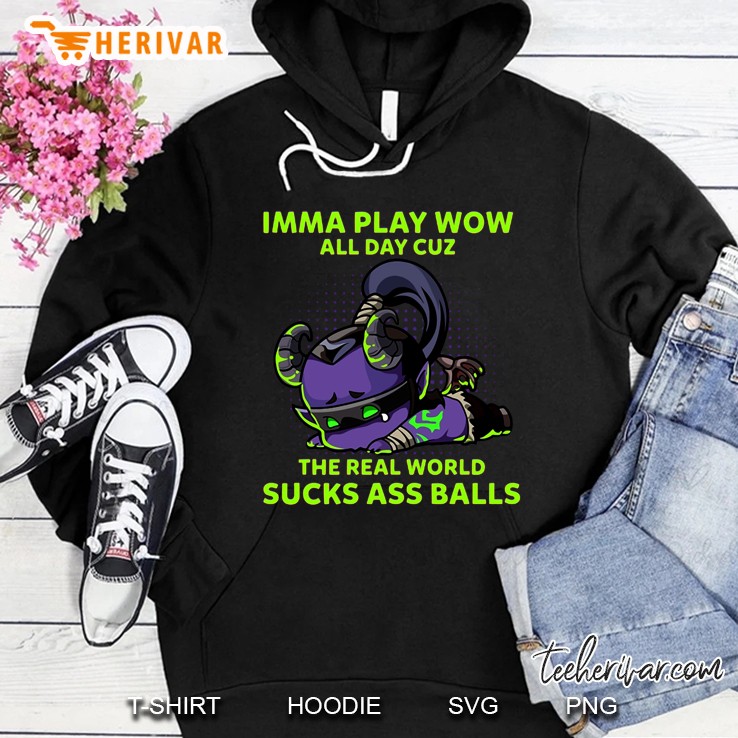 Imma Play WoW All Day Cuz The Real World Sucks Ass Balls Hoodie