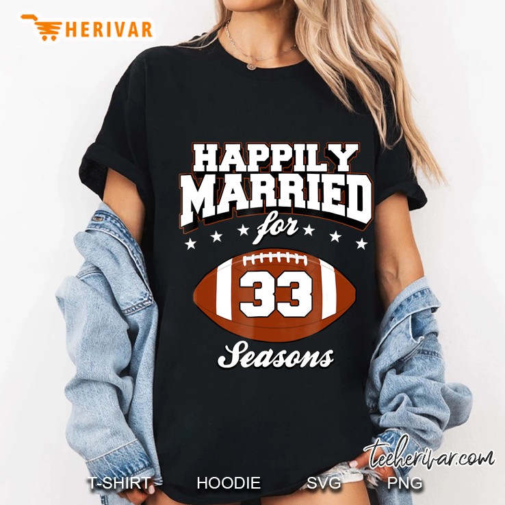 33 Years Wedding Anniversary Football Couple Ladies Tee