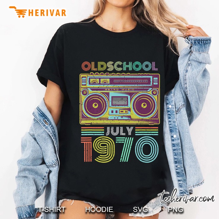 50Th Birthday Gift Old School July 1970 Fifty Years Old Ladies Tee
