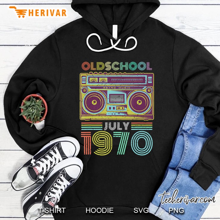 50Th Birthday Gift Old School July 1970 Fifty Years Old Hoodie
