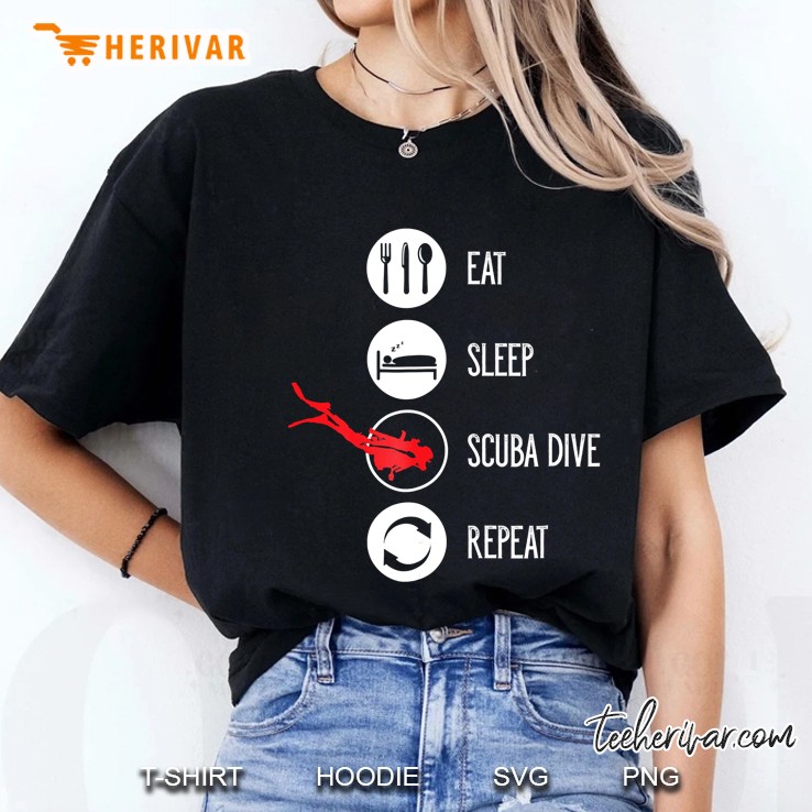 Eat Sleep Scuba Dive Repeat Funny Diving Ladies Tee