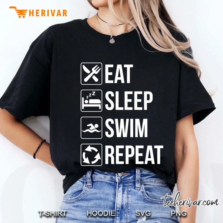 Funny Eat Sleep Swim Repeat Pullover Ladies Tee